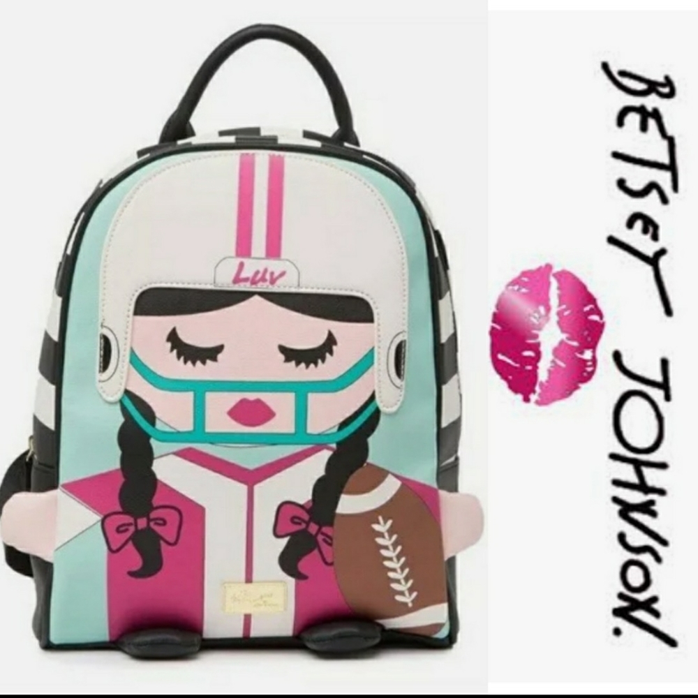 NWT 🎁 Luv Betsey Johnson Football Girl Backpack